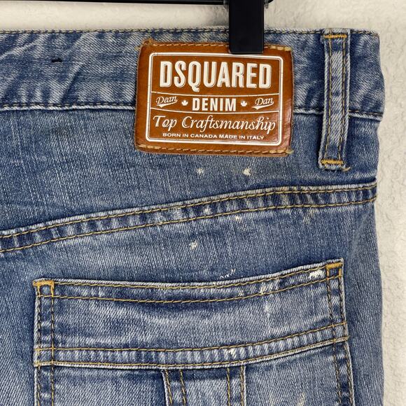 Dsquared2 Slim Straight Denim Jeans Blue Size IT 40 Distressed Streetwear Y2K - Picture 10 of 15